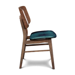 Dining Side Chairs, Set of 2, Teal Polyester, Brown Rubberwood Legs