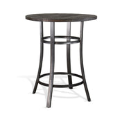 Round Table, Solid Mahogany Top, Brown Steel Base, Tobacco Leaf