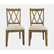 Cross Back Side Chairs, Set of 2, Solid Pine Wood Frame, Gold