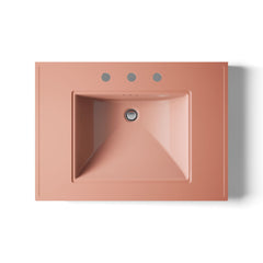 Console Table Bathroom Sink, Memoirs Stately, Rectangular, Fireclay, Peach Blow