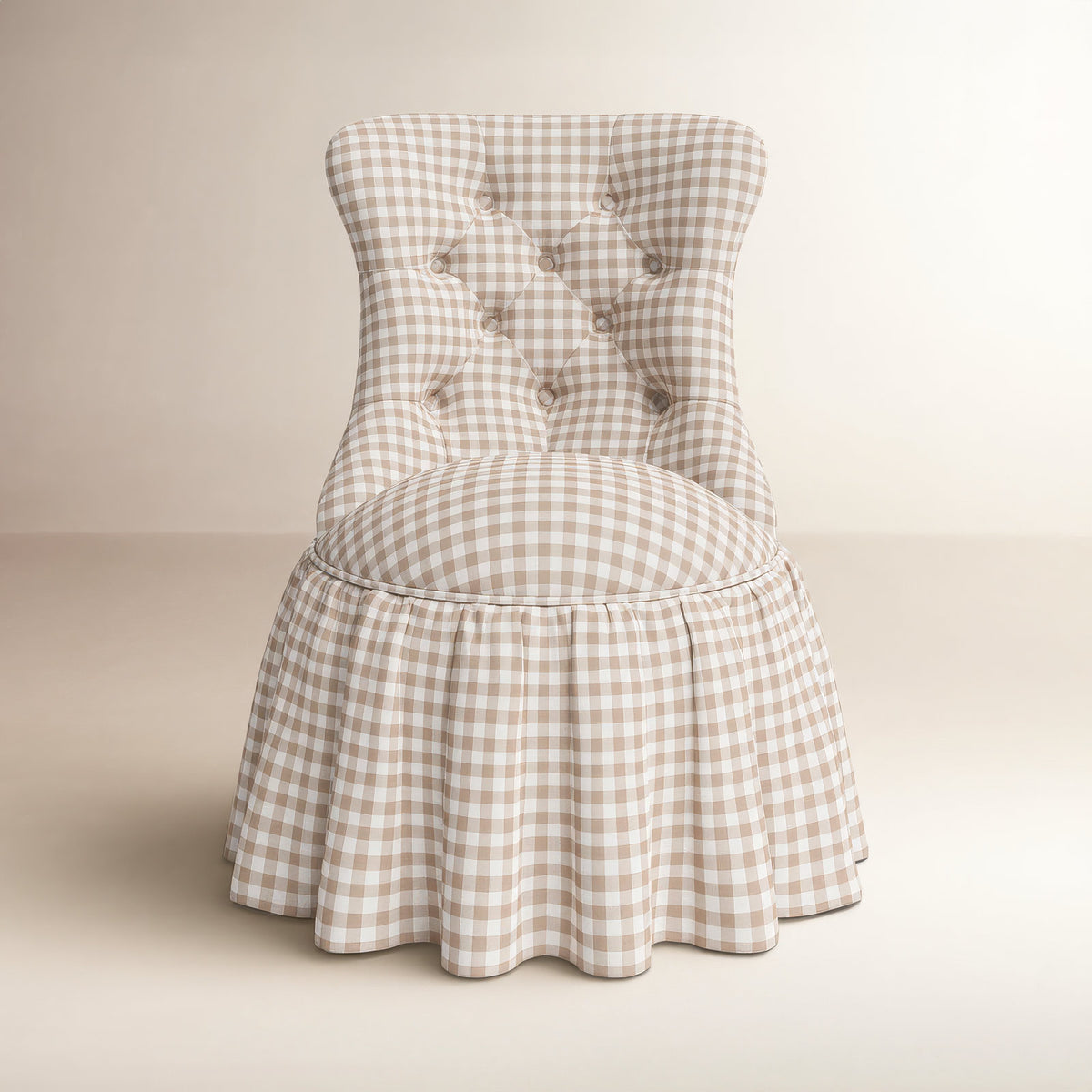 Wingback Accent Chair, Wood Frame, Tan Upholstery, Espresso Wood Legs