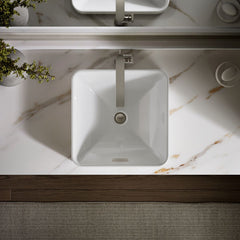 Vessel Bathroom Sink, Vox, Square, Vitreous China, White