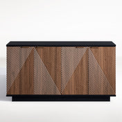 Sideboard Credenza, Manufactured Wood with Adjustable Shelves, Walnut