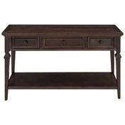 Console Table, 50 Inch, Solid and Manufactured Wood, Espresso, Drawers and Shelf
