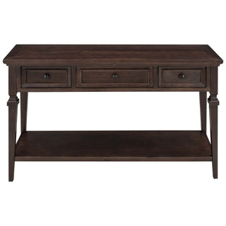 Console Table, 50 Inch, Solid and Manufactured Wood, Espresso, Drawers and Shelf