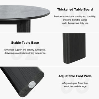 Round Dining Table, 42 Inch, Solid and Manufactured Wood, Black