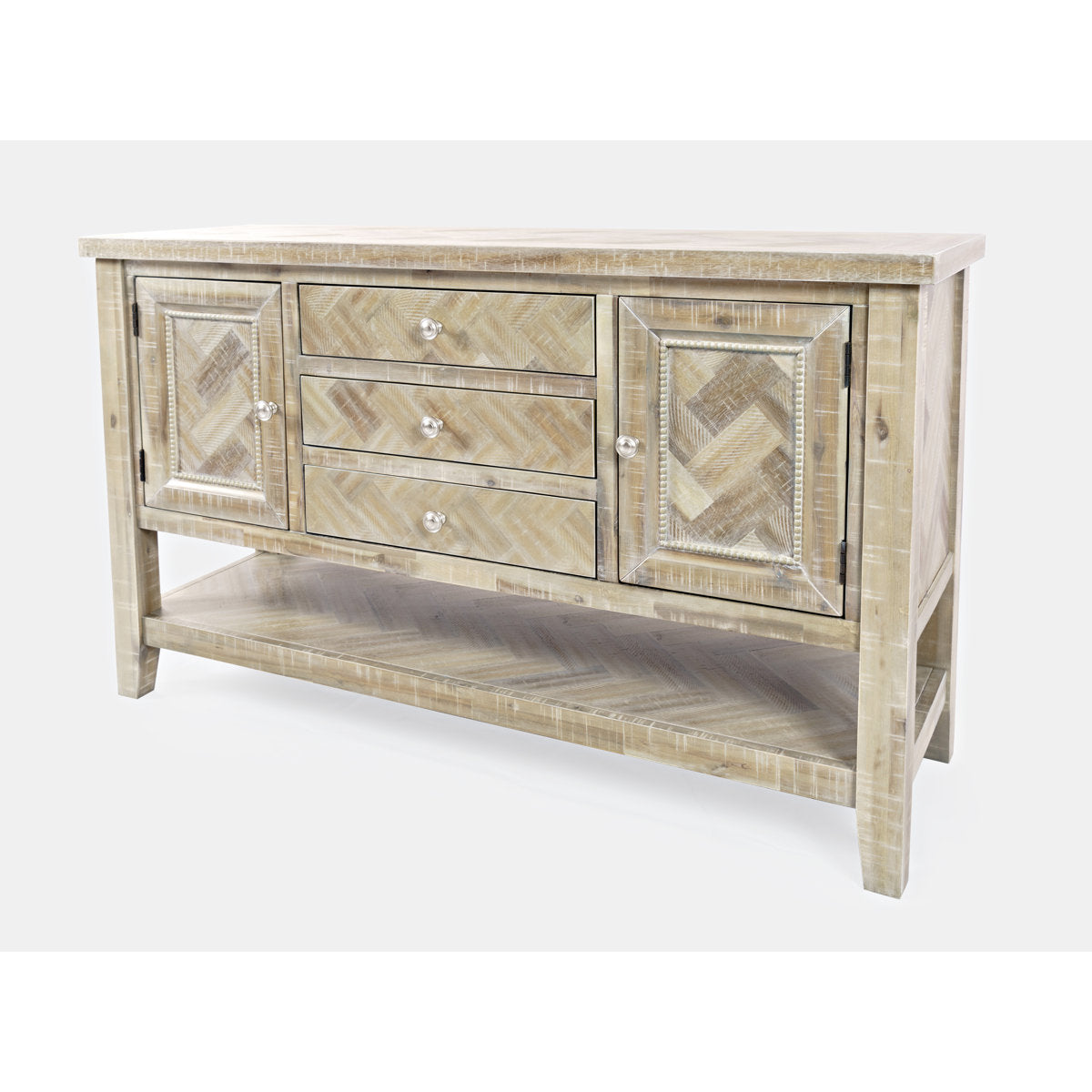 Sideboard with 2 Doors and 3 Drawers, Solid and Manufactured Wood, Ash