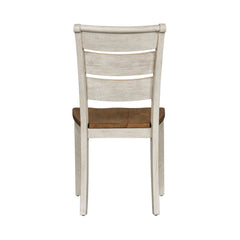 Side Chairs, Set of 2, Pine and Poplar, Antique White and Brown