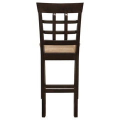 Counter Height Stools, Set of 2, Solid and Engineered Wood, Lattice Back