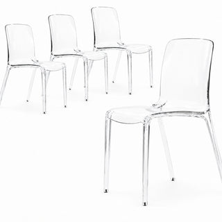 Side Chairs, Set of 4, Clear Plastic, Stackable Design