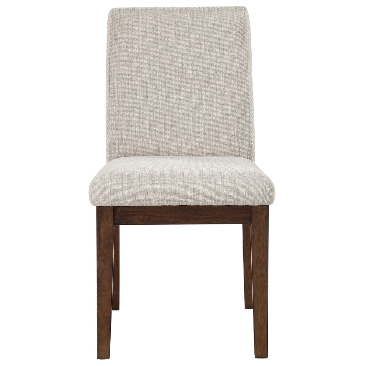 Side Chairs, Set of 2, Oatmeal Polyester, Mocha Brown Solid Wood Legs