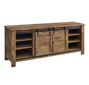 TV Stand, 71 Inch, Rustic Sliding Doors, Wood Grain Veneer