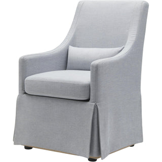 Upholstered Armchair, Solid Wood Legs, Brown and Blue