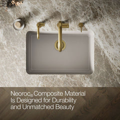 Undermount Kitchen Sink, Cairn, Neoroc Composite, 27.5 In, Matte Taupe