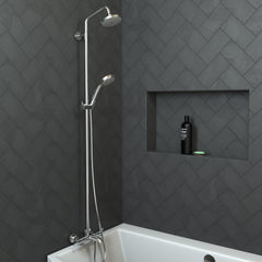 Complete Shower System, Croma, Thermostatic, Dual Shower Head, Wall Mount, Chrome