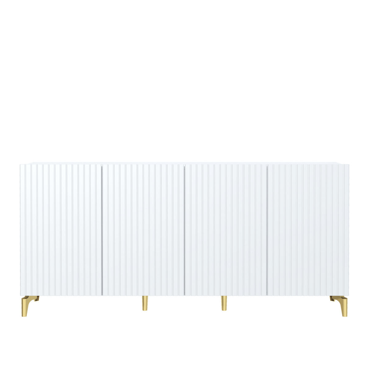 Sideboard Cabinet, 4 Doors, 1 Drawer, LED Lighting, White