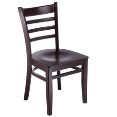 Side Chairs, Set of 2, Solid Beech Wood, Ladder Back, Walnut