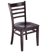Side Chairs, Set of 2, Solid Beech Wood, Ladder Back, Walnut