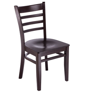 Side Chairs, Set of 2, Solid Beech Wood, Ladder Back, Walnut