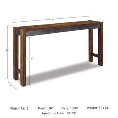 Pub Table, Counter Height, Brown Manufactured Wood Top, Solid Wood Base