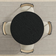 Round Dining Table, 42 Inch, Solid and Manufactured Wood, Black