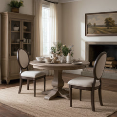 Side Chairs, Set of 2, Solid Wood Frame, Upholstered Seat, Brown