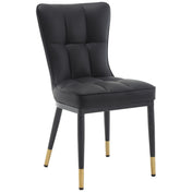Dining Chairs, Set of 6, Black Faux Leather, Black Metal Legs
