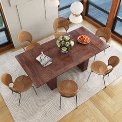 Dining Table, Double Pedestal, Manufactured Wood, Seats 8, Walnut