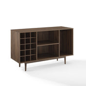 Wine Storage Sideboard, Manufactured Wood, Walnut, Tapered Legs