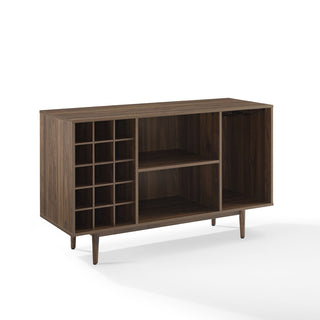 Wine Storage Sideboard, Manufactured Wood, Walnut, Tapered Legs