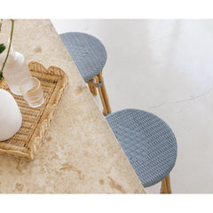 Backless Counter Stool, Rattan Frame and Seat, 26 Inch Seat Height