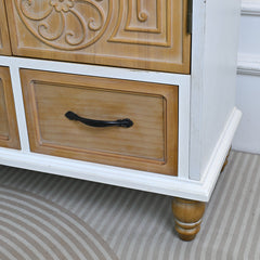 Accent Cabinet, Floral Carved Solid and Manufactured Wood, Wooden Finish