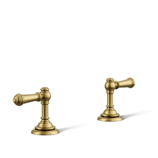 Bathroom Sink Faucet Handles, Artifacts, Lever, Metal, Vibrant Brushed Moderne Brass
