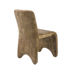 Dining Chairs, Set of 2, Camel Polyester Velvet, Brown Metal Legs