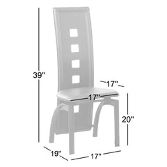Side Chair, Black Faux Leather Upholstery, Black Metal Legs