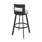 Swivel Bar Stool, 30 Inch Seat Height, Faux Leather, Iron Frame