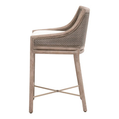 Counter Stool, Solid Mahogany Frame, Upholstered Seat, 26 Inch Seat Height