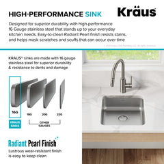 Undermount Kitchen Sink, Dex, Single Bowl, 16 Gauge, Stainless Steel