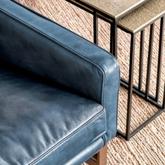 Top-Grain Leather Armchair with Brass Metal Legs