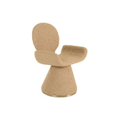 Upholstered Side Chair, Beige Polyester, Cone-Shaped Base