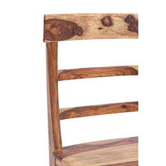 Counter Height Chair, Solid Sheesham Wood, Natural Seat, Brown Base