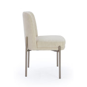 Side Chairs, Set of 2, Off-White Linen Blend, Metal Frame