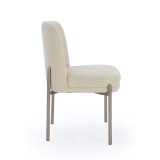 Side Chairs, Set of 2, Off-White Linen Blend, Metal Frame