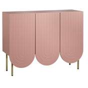 Sideboard, Manufactured Wood, 3 Doors, Pink, Gold Metal Legs