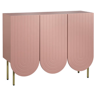 Sideboard, Manufactured Wood, 3 Doors, Pink, Gold Metal Legs