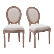 Side Chairs, Set of 2, Solid Wood Frame, Beige Upholstery, Natural Wood Legs