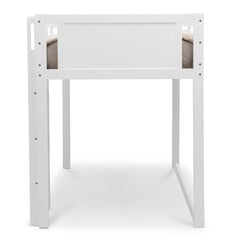Loft Bed, Low Twin, with Guardrail and Ladder, Pine, White
