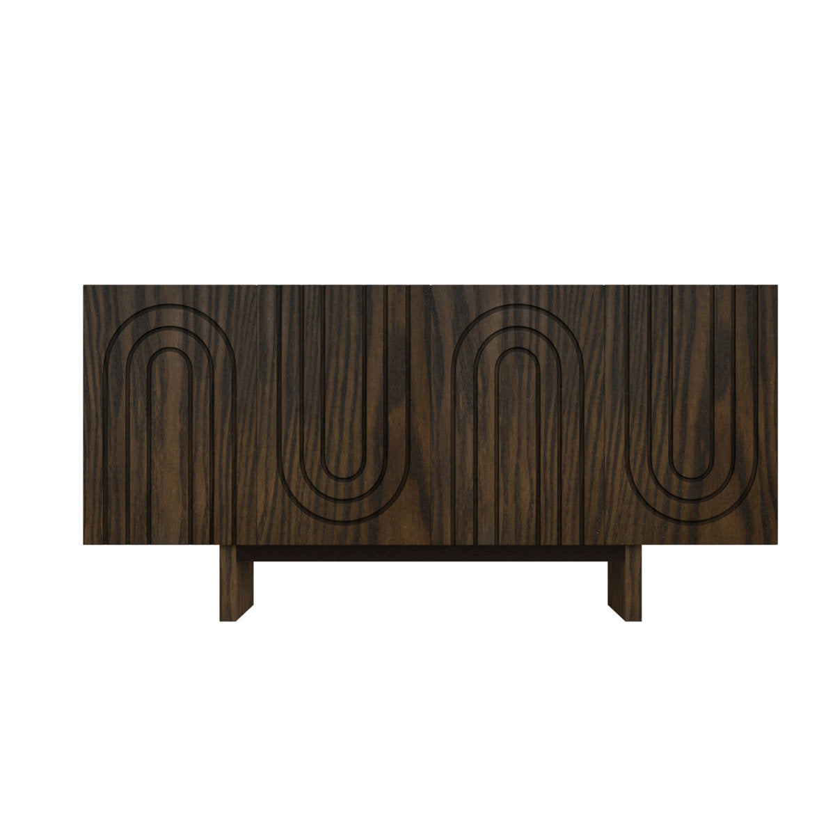 Sideboard, Solid and Manufactured Wood, 4 Doors, Brown