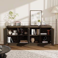 Sideboard Cabinet, 4 Doors, Manufactured Wood, 70 Inch W, Wood Grain Finish
