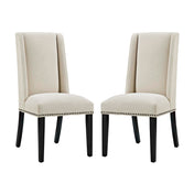 Dining Chairs, Set of 2, Beige Polyester Blend, Nailhead Trim